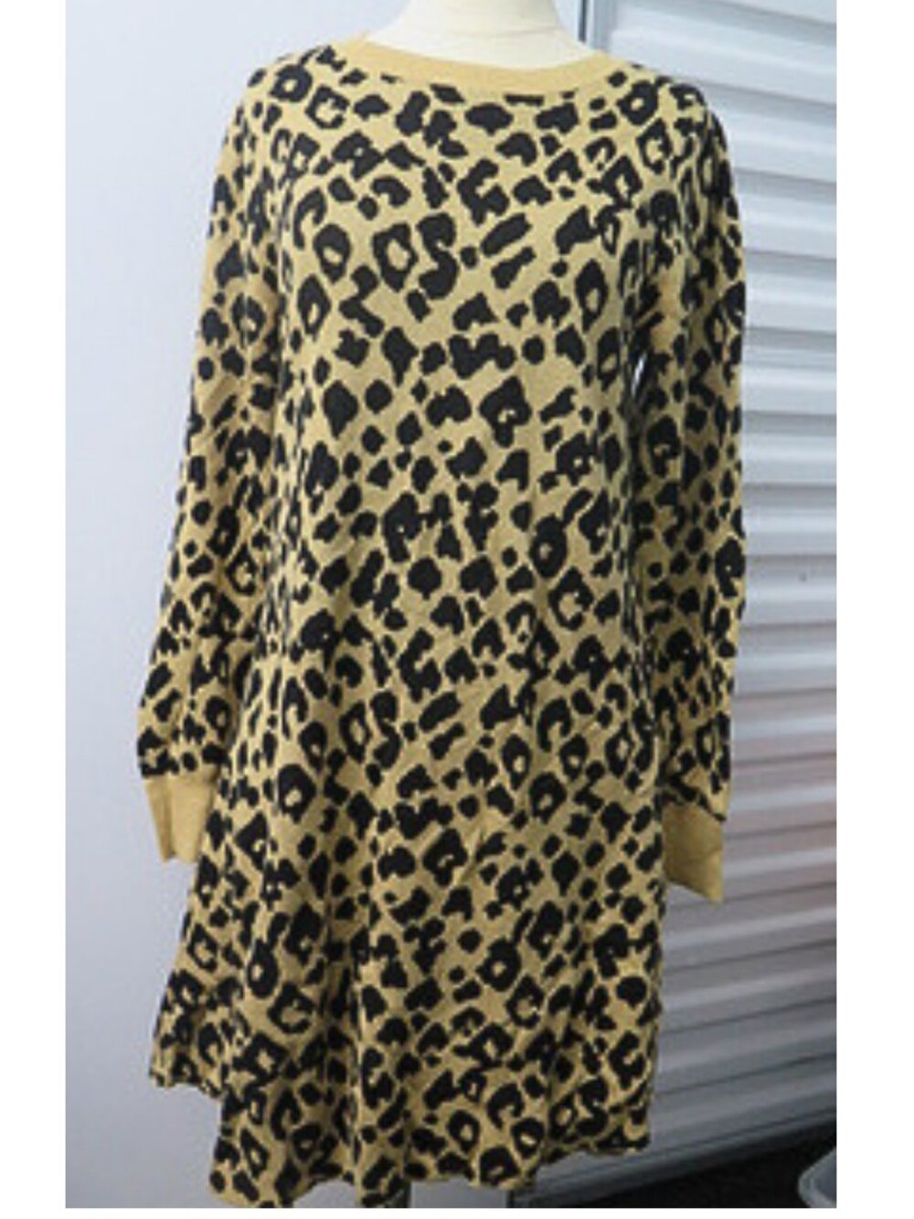 LOFT Outlet Sweater Dress Womens Medium Leopard Print Long Sleeve Fall Winter